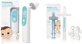 Frida Baby Thermometer, 3-in-1 Infrared Thermometer for Ear, Forehead & Touchless + Frida Baby Medicine Pacifier, Medicine Syringe & Accu-Dose Pacifier