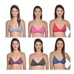 Aimly Women's Cotton Non-Wired Non-Padded Low Coverage Regular Bra Multicolor 36 Pack of 6