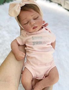 DCOLCO Reborn Baby Dolls Sleeping Girl - 19 Inches Cloth Body Realistic Newborn Baby Doll That Look Real for Kids Age 3+