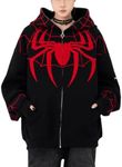 Josfey Y2k Hoodie Pink Spider Hoodie Graphic Hoodies Zip Up Hoodie Y2k Kawaii Jacket Sweater Oversized Sweatshirt for Women, Black-b, Medium