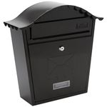 Burg-Wachter MB01BK Black Classic Wall Mounted Galvanised Steel Lockable Weatherproof Post Box - 36x37x13cm