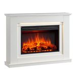 FLAMME Casella Electric Fireplace with 43’’ Surround Freestanding 2000W Heater Remote White