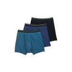 Jockey Classic 5" Boxer Brief - 3 Pack - 100% Cotton Underwear for Men, Black/Teal Stripe/Rich Blue, L