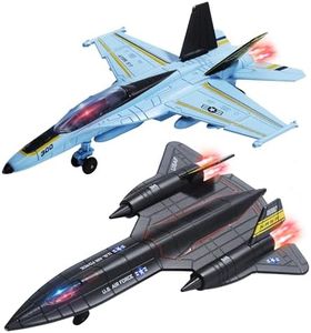 Double Metal Fighter Army Toy Airplane Model with Sound & Light, Pull Back Alloy Plane Military Toy Diecast Jet Toy, Birthday Gift for Toddler Boys and Girls