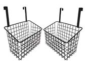 Styleys Iron Multifunctional Kitchen Rack Over The Cabinet Door Wire Storage Basket, S11102, Black - Pack of 2