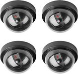 NONMON Fake Dummy Dome Camera Homes & Business Security CCTV Cameras with Flashing Red LED Light for Indoor and Outdoor-4 Packs(Black)