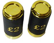 £2 Coin Holders Black Leather Choose from 2 or 4 Holders! Holds 15 Coins (Two Pound Coin Holders) (2 Holders)