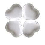 Super Cute Heart Sharpe Ceramic Sauce Dish,Mini Side Seasoning Dish,Condiment Dishes/Sushi Soy Dipping Bowl,Snack Serving Dishes,Love Porcelain Small Saucer Set(Set of 4) (8cm)