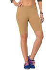 Frenchtrendz Women's Cotton Spandex Under Dresses Stretchable Cycling Shorts Tights for Yoga/Workout/Running/Jogging (Dark Beige, 6XL)