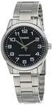 Casio #MTP-V001D-1B Men's Standard Stainless Steel Easy Reader Black Dial Watch, Black, Quartz Watch,Chronograph,Quartz Movement