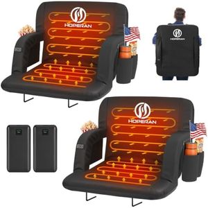 HOPERAN 25" 2pcs Dual-Sided Heated Stadium Seats for Bleachers with Back Support, 20000mAh Power Bank Included Stadium Chair, 3 Levels Heating Stadium Seating for Bleachers Seat with Backrest