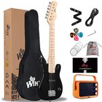 Winzz 30 Inch Mini Electric Guitar Children's Maple Fingerboard Electric Guitar Beginner Set for Children with Amplifier (Black), EGM100