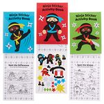 Baker Ross FX855 Ninja Sticker Activity Books - Pack of 8, Sticker Book Party Bag Fillers for Kids