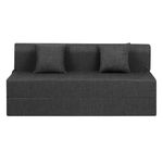 Urban Decor Sofa Cum Bed | Two - Seater, 4 X 6 Feet | Folding Sofa Cum Bed with Cushion for Home & Living Room - Jute Fabric - Black