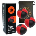 3 x Pro 115g Cascade Classic Black Theme Juggling Balls - Thud Juggling Balls & Bag - Set of 3 Juggling Balls (Red and Black)