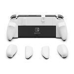 Skull & Co. NeoGrip for Nintendo Switch OLED and Regular Model: An Ergonomic Grip Hard Shell with Replaceable Grips [to fit All Hands Sizes] [No Carrying Case] - OLED White