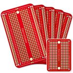 ElectroCookie Prototype PCB Solderable Breadboard for Electronics Projects Compatible for DIY Arduino Soldering Projects, Gold-Plated (5 Pack + 1 Mini Board, Red)