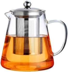 1300ml Glass Teapot Stovetop, Clear Tea Kettle with Infuser, Teapot Safe Blooming and Loose Leaf Tea Maker Tea Brewer for Camping, Travel, 43oz