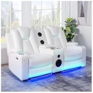 Naomi Home Chicago Power Recliner Loveseat White/Air Leather