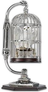 The Noble Collection Harry Potter Miniature Hedwig in Cage - 10in (25cm) Resin Snowy Owl Sculpture in Metal and Wood Pedestal Display - Officially Licensed Film Set Movie Props Gifts