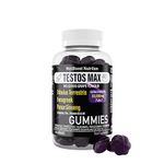 Testos MAX Strength Gummies, 30,000mg (7in1) Tribulus Terrestris, Fenugreek, Panax Ginseng Extracts, L-Arginine, Zinc, VitD3 and VitB6, Delicious Vegan, Sugar Free for Adults with Grapes Flavour.