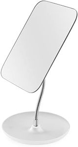 LFOYOU Table Vanity Mirror with Stand - Makeup Mirror for Desk - Adjustable Flexible Gooseneck, 360°Rotation Folding Portable Bathroom Shaving Cosmetic Mirror Square