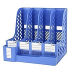 Gnexin 4 Compartment File Storage Rack with Pen Stand Plastic Vertical Dividers Book, Magazine, Desktop Letter, Paper Holder & Cabinet Document Storage Rack