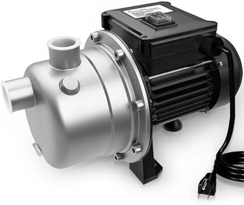 Lanchez 1/2 HP Shallow Well Pump，Garden Pump, Jet Pump Portable Stainless Steel Water Transfer Draining Irrigation Pump for Water Removal, Lawn Fountain Pump 960 GPH 125 Feet Height