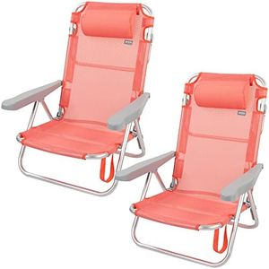 AKTIVE Set 2 Sillas Pleg Alu 5pos 60x47x83cmc/cojin-flamingo