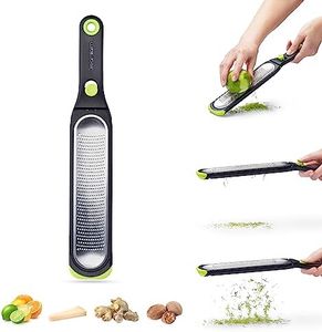 Dreamfarm Ozest Fine | Easy Speed Self-Cleaning POP Citrus Cheese Zester | Blade Cover Measures Zest | Concave Blades & Non-Slip Foot Increased Leverage Fast & Fluffy Zest Every Time | Green/Black