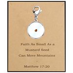 BEKECH Seed of Faith Mustard Seed Charm Zipper Pull Clip On Gift for Religious Men Women Christian Church School Sunday Gift