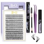 B&Q DIY Eyelash Extension Kit 280 PCS Cluster Lashes Kit D 9-16MIX Diy Lash Extensions Kit with Lash Bond and Seal Lash Remover Lash Applicators for Lash Clusters Lash Kit (Kit-40D-D Curl 9-16mm)