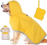 SlowTon Dog Raincoat, Adjustable Dog Rain Jacket Clear Hooded Double Layer, Waterproof Dog Poncho with Reflective Strip Straps and Storage Pocket for Small Medium Large Dog(XL)