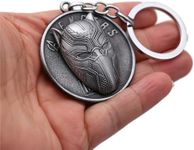 Yaa Catchy Mavels Avenger Super Hero Black Panther Mask Limited Edition Metal Key Chain Rotating & KeyRing Unique Stylish for Bike,Car mens & womens (Metallic grey)