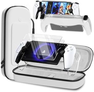 QUAGGY 3-in-1 Accessoris Kit Compatible with Playstation Portal, EVA Carrying Case for PS Portal with Clear Skin Protective Case, 2 Screen Protectors for PlayStation Portal, Protective Shell Portable Travel Handbag for PS5 Portal Remote Player (White bag+transparent)
