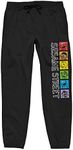 Sesame Street Rainbow Character Grid Adult Unisex Black Graphic Sweatpants-XS