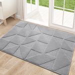 Kitinjoy Indoor Door Mat, 20" x 32", Non-Slip Absorbent Resist Dirt Entrance Mat, Washable Low-Profile Front Back Door Mat Welcome Mat for Entryway, Grey