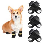 3 Pairs Anti-Slip Dog Socks, Dog Paw Protector Grip Socks with Adjustable Straps Traction Control Prevents Licking for Indoor Outdoor Walking on Hardwood Floors (Size S)