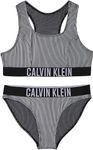 Calvin Klein Jeans Girls' Ribbed Bralette Bikini Set, Black (Pvh Black), 10-12 Years