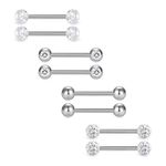 D.Bella 8pcs 14G 14mm Tongue Rings Nipple Straight Barbells Surgical Steel Body Piercing Jewelry