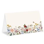 Whaline 100Pcs Floral Place Cards 2 x 3.5 Inch Vintage Wildflower Tented Cards Blank Table Name Sign for Wedding Banquet Bridal Baby Shower Birthday Party Table Setting Supplies