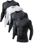 TELALEO 4 Pack Compression Shirts for Men Long Sleeve Athletic Undershirt Base Layer Rash Guard Gear T Shirt XL