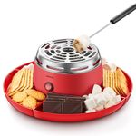 S'mores Maker Reemix Flameless Electric Marshmallow Roaster with 4 Detachable Trays and 6 Roasting Forks, Gift Set & Date Night Idea, Red