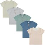 Cudlie 5-Pack Toddler/Baby Boy Short Sleeve Shirts - Premium Quality T-Shirt Tops for Lightweight Comfort and Style.Multipack Infants and Childrens Essentials.