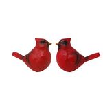 Needzo Assorted Vibrant Red Pair of Cardinals Figurines, Freestanding Holiday Decor, Bird Decoration with a Carved Wood Look, Set of 2, 3.5 inches