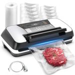 85kPa Food Vacuum Sealer Machine, Auto 12-in-1 Vacuum Food Sealer with Easy-Lock Handle, Double Heat Seal, Vacuum Pack Machine with Built-in Cutter and Bag Storage, 1 Roll and 10 Pre-cut Bags