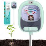 4-in-1 Soil Test Kit, Soil Moisture Meter for Fertility, Light, Moisture, PH, Soil pH Meter, Soil Tester, Moisture Meter for House Plants, Garden, Lawn, Farm, Indoor & Outdoor Use(Light Green)