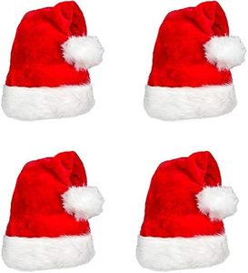 AOGU 4 Pack Plush Santa Hat Confortable Velvet Red Christmas Hat for Christmas Party Favors Fit for Adults and Kids