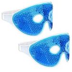 Navaris Set of 2 Gel Eye Masks - 2X Reusable Eye Masks for Hot/Cold Use - Blue