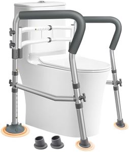 DePango Toilet Safety Rails, Adjustable Handicap Toilet Seat with Handles Over Toilet, Sturdy Toilet Handles for Elderly and Disabled, Stable Toilet Safety Support Rails Frame with Arms for Seniors